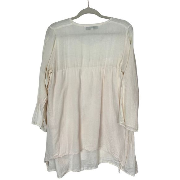 JP and Mattie Cream Boho Peasant blouse Cotton Shell Buttons Layered Tunic - Picture 5 of 15